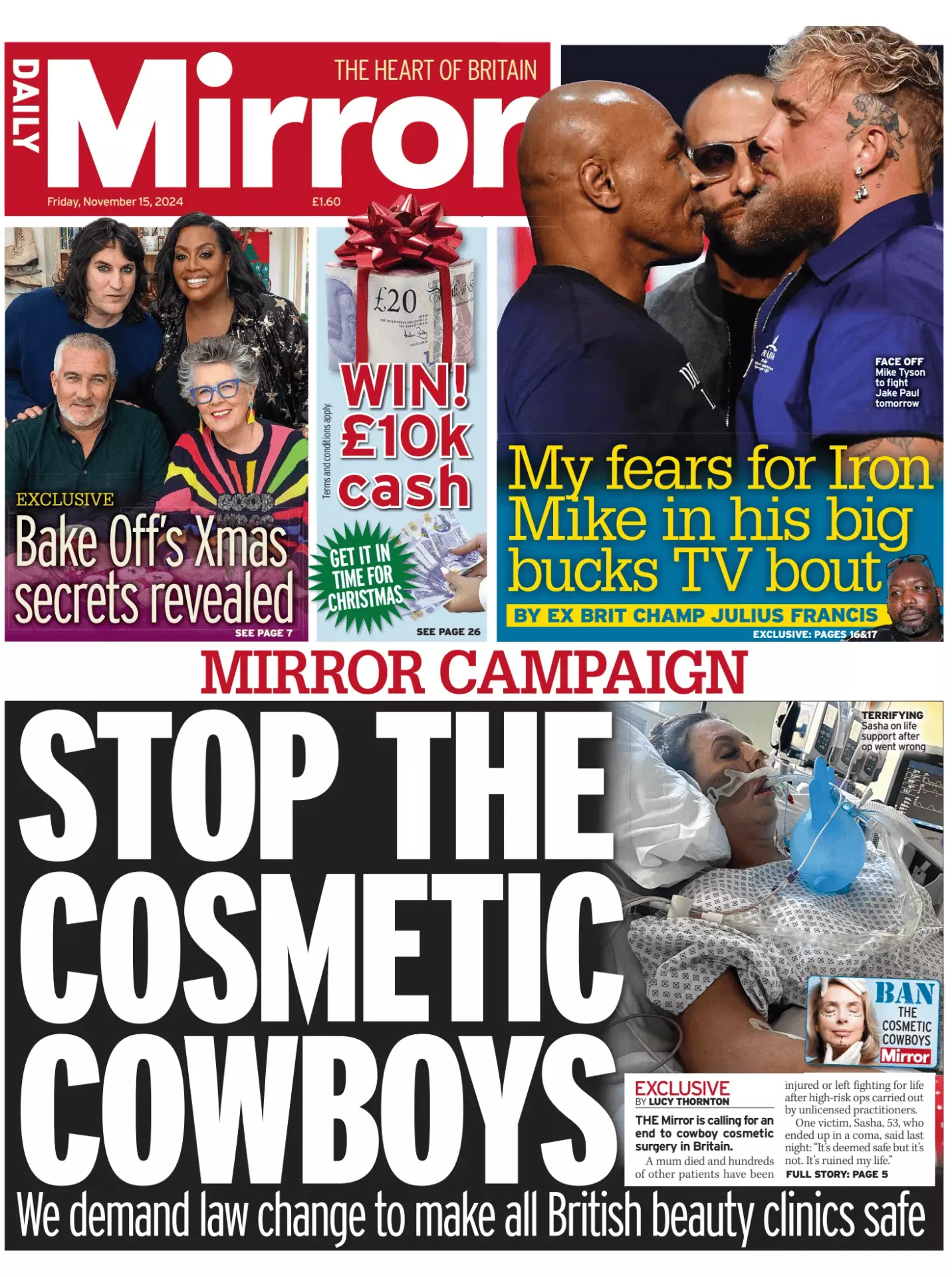 Prima-pagina-Daily Mirror-edizione-di-oggi-15-11-2024